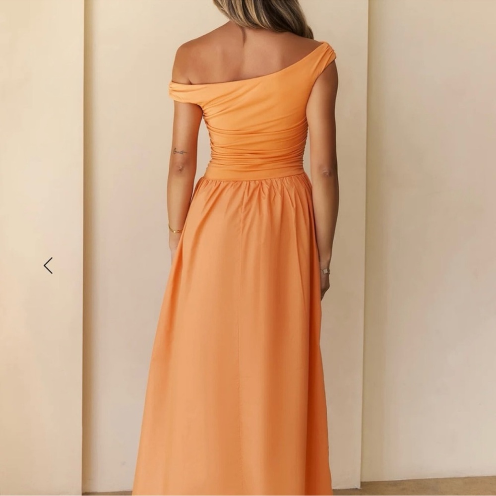 Hello Molly Elegant Orange Off-Shoulder Dress - Picture 5 of 10